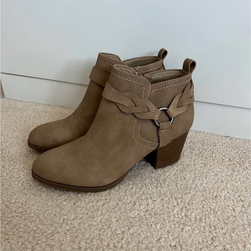 Women's Taupe Braided Ankle Boots